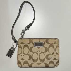 Coach Signature Brown Monogram Wristlet